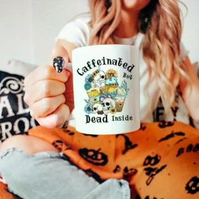 1pc Caffeinated Ghost Mug, Halloween Coffee Mug, Dead Inside Ghost Coffee Mug, Coffee Addict Ghost Mug, Boojee