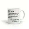 1pc Dear Mom, Rasing Me Mothers Day Coffee Tea Ceramic Mug Office Work Cup Gift