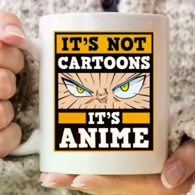 1pc "It's Not Cartoons, It's Anime" Ceramic Mug - Insulated & Reusable Coffee Cup with Bold Anime Eye Design, Hand-