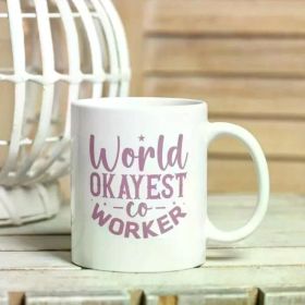1pc World Okayest Co-Worker Mug | | Gifts for Work | Office Humour Mug | Gift For Colleagues | Funny Work Mug | Gift