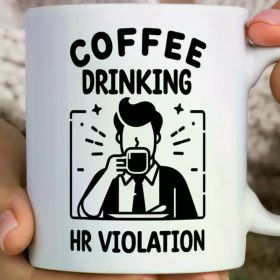 1pc Funny Coffee Drinking HR Violation Mug, Walking HR Violation Coffee Cup, Sarcastic Work Mug, Coworker Gift,