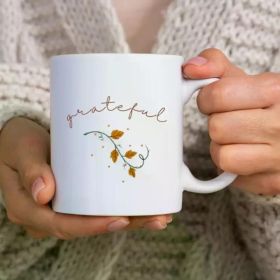 1pc Grateful Mug, Mug, Fall Coffee Mug, Ceramic Coffee Mug, Thanksgiving Gift, Thanksgiving Coffee Mug, Mug For