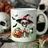 1pc | Shopping Skeleton Pumpkin Halloween US White Ceramic Mug 11Oz