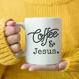coffee Jesus | Charming White 11oz Ceramic Mug. Boasts a classic look. Measures 14x11x10. Crafted from durable