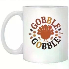 1pc | Thanksgiving Gobble Gobble Mug – Turkey Silhouette Coffee Cup, 11oz Ceramic