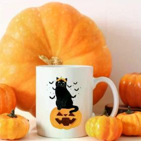 1pc Halloween Mug Spooky Halloween Gifts Black Cat with Pumpkin Halloween Coffee Mug Fall Mug Autumn Kitchen