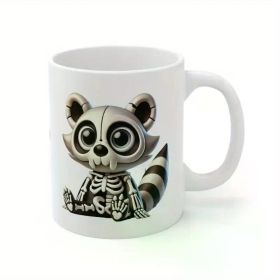 1pc | Skeleton Raccoon Halloween US White Ceramic Mug 11Oz