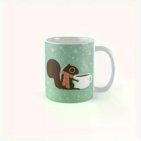 1pc Halloween | A little squirrel wearing a scarf drinking hot coffee | coffee mug, best Halloween gift for friends and