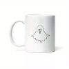 1pc Spooky Design 11oz White Ceramic Coffee Mug – Perfect Halloween Gift for Lovers, Insulated & Hand Wash