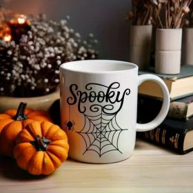 1pc Spooky Halloween mug with spider 11oz., Spider Coffee cups, Autumn Seasonal mugs, Spider Web Halloween Mugs,