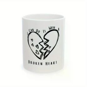 1pc Broken Heart Pattern Ceramic Mug 11oz Funny Mug Best Gift