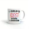 1pc World's Best Store Manager Funny Coffee Tea Ceramic Mug Office Work Cup Gift