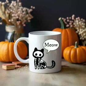 1pc Skeleton Cat Halloween coffee mug 11oz. Halloween mugs, Spooky Mug, Seasonal coffee mugs, Unique spooky