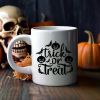 1pc Trick or Treat 11oz White coffee mug, spooky coffee cup, Fun Autumn Coffee Mug, Halloween gift idea, Halloween