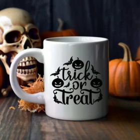 1pc Trick or Treat 11oz White coffee mug, spooky coffee cup, Fun Autumn Coffee Mug, Halloween gift idea, Halloween