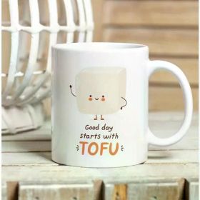 1pc Funny Tofu Mug, Tofu Gift, Vegan Coffee Cup, Vegetarian Gift, Tofu Lover, Vegan Mug, Cute Food Mug, Funny Coffe