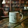 1pc Books + Fall + Coffee mug with ghost 11oz., Vintage Ghost Coffee cups, Autumn Seasonal mugs, Halloween Mugs,
