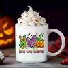 1pc 11oz funny Halloween mug, peace and love Halloween pumpkin head mug, the best Halloween gift for friends,