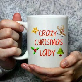 1pc Crazy Christmas Lady Mug, Funny Christmas Mug, Christmas Mug for Her, First Drink Coffee Mug, Coffee Mug,