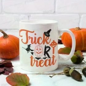 1pc halloween trick or treat coffee mug, halloween fall spooky vibes mug halloween candy, halloween spooky mug