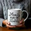 1pc Hearts Full of Thanks White Ceramic mug 11oz. Fall Coffee cups, Autumn mugs, Fall Kitchen decor, Thanksgiving