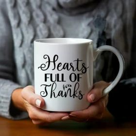 1pc Hearts Full of Thanks White Ceramic mug 11oz. Fall Coffee cups, Autumn mugs, Fall Kitchen decor, Thanksgiving