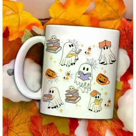 1pc Reading Ghost Mug, Halloween Coffee Mug, Cute Halloween Gift, Bookish Ghost Gift, Spooky Vibes, Halloween