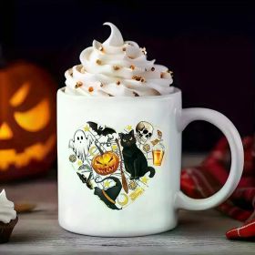 1pc 11oz funny Halloween mug, cat pumpkin skull love mug, the best Halloween gift for friends, elders, family, sisters,