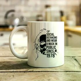 1pc Social Distancing And Wear A Mask in Public Since 1978Mug, Funny Halloween Party Mug, 2024 Halloween