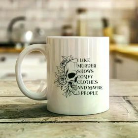 1pc Funny Shows Friends Horror Halloween Mug, I Like Murder Shows Comfy Clothes And Maybe 3 People Sarcastic