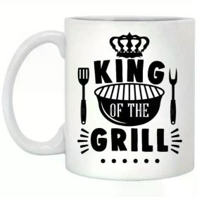 1pc "King of the Grill" Ceramic Coffee Mug - Insulated, Reusable, Hand-Wash Only - Ideal Gift for Dad, Grandpa,