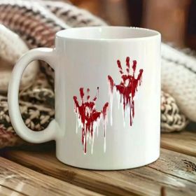 1pc Blood Hand Stain. Crime Scene Horror Mark Mug, Funny Halloween Group Party Mug, 2024 Halloween Mug, Sarcastic