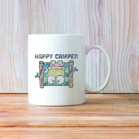 Sanrio Keroppi Happy Camper Ceramic Coffee Mug - Insulated Reusable Camping Mug with Cute Frog Design,