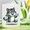 11oz Ceramic Coffee Mug with Cheerful Cartoon Cat Design Reusable Insulated Travel Cup Hand Wash Only Perfect Gift