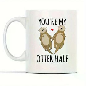 Cute Sea Otter Couple Ceramic Mug 11 Ounces White Hand Wash Only Microwave Safe Coffee Tea Hot Chocolate Retro