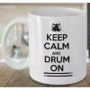 Keep Calm and Drum On" Matte Ceramic Coffee Mug for Music Lovers – Non-Slip, Smooth Rounded Edges, Perfect for