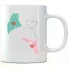 11oz White Ceramic Maine & Florida Map Mug with Heart Design – Perfect Mother's Day Gift from Daughter or Son,