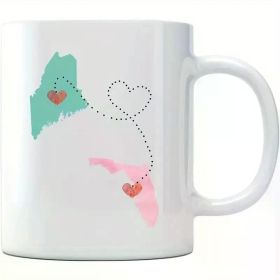 11oz White Ceramic Maine & Florida Map Mug with Heart Design – Perfect Mother's Day Gift from Daughter or Son,