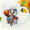 11oz Patriotic Eagle Basketball Ceramic Mug – Microwave & Oven Safe, Reusable Coffee Cup with Cartoon Design, Perfect