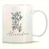 "Alexandria" Ceramic Mug with Vintage Floral Design 11oz White Coffee and Tea Cup Hand Wash Only Perfect Gift for
