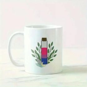 Magic Potion Ceramic Coffee Mug | Multi-Color Design with Colorful Potion Bottle & Leaf Motif | Reusable, Hand-Wash