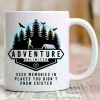 1pc Adventure Ceramic Coffee Mug with Inspirational Quote & Nature Design - Vibrant Mountain & Tree Print, Hand