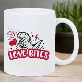 11oz "Love Bites" Dinosaur Ceramic Coffee Mug – Fun and Unique Gift for Coffee and Tea Lovers, Hand Wash Only,