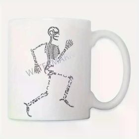 11oz Ceramic Coffee Mug with Human Skeleton Anatomy Labels – Unique Design for Geeks, Hand Wash Only, Reusable