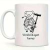 11oz Ceramic Coffee Mug with Cute Pig Farmer Design - "World's Okayest Farmer" Humorous Gift for Home, Office, or