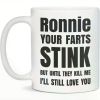 Vintage Style Retro Coffee Mug 11 Ounce White - Funny Gift for Fart Lovers