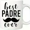 Best Dad Ever 11oz Ceramic Coffee Mug | Mustache Design | Ideal Father's Day Gift for Papi Dia De Los Padres | Reusable
