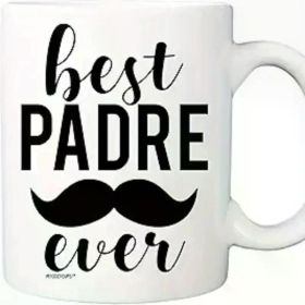 Best Dad Ever 11oz Ceramic Coffee Mug | Mustache Design | Ideal Father's Day Gift for Papi Dia De Los Padres | Reusable