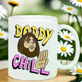 Ceramic Daddy Chill Insulated Coffee Mug Reusable Hand Wash Only White Perfect Gift for Men and Women for Coffee