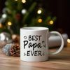 BEST PAPA EVER | Charming White 11oz Ceramic Mug. Boasts a classic look. Measures 14x11x10. Crafted from durable